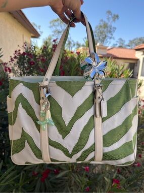 Vintage Coach Limited Edition Zebra Patchwork Large Gallery Tote (Style 1862)